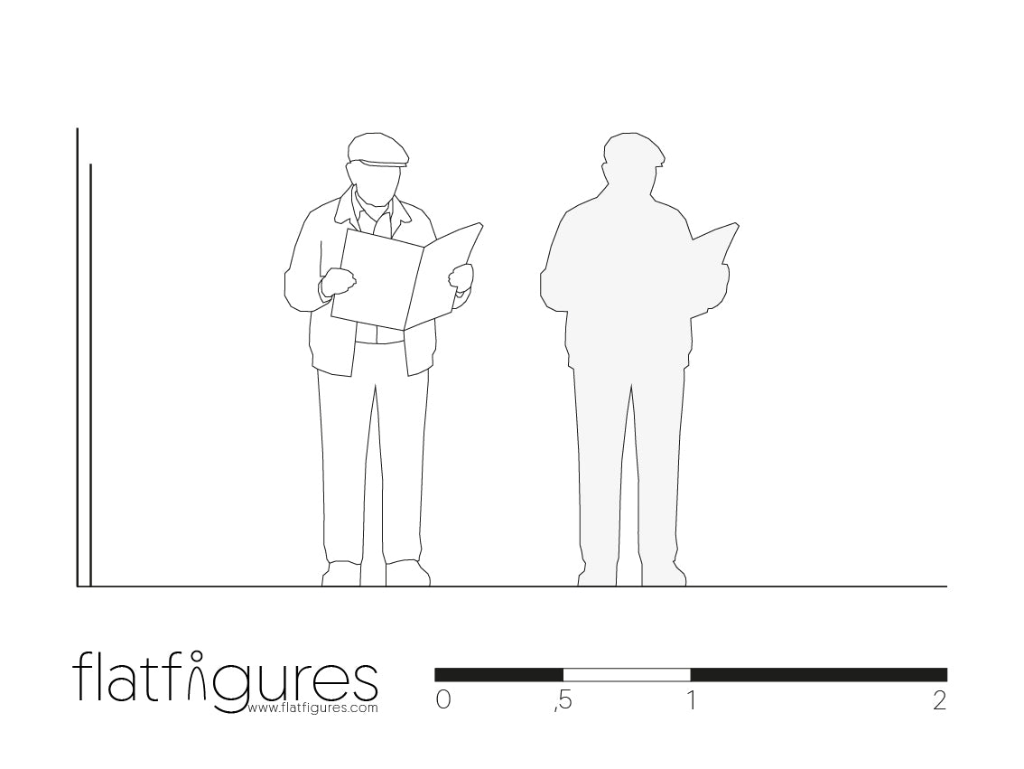 Stehender Rentner frontal 11 - CAD Figur