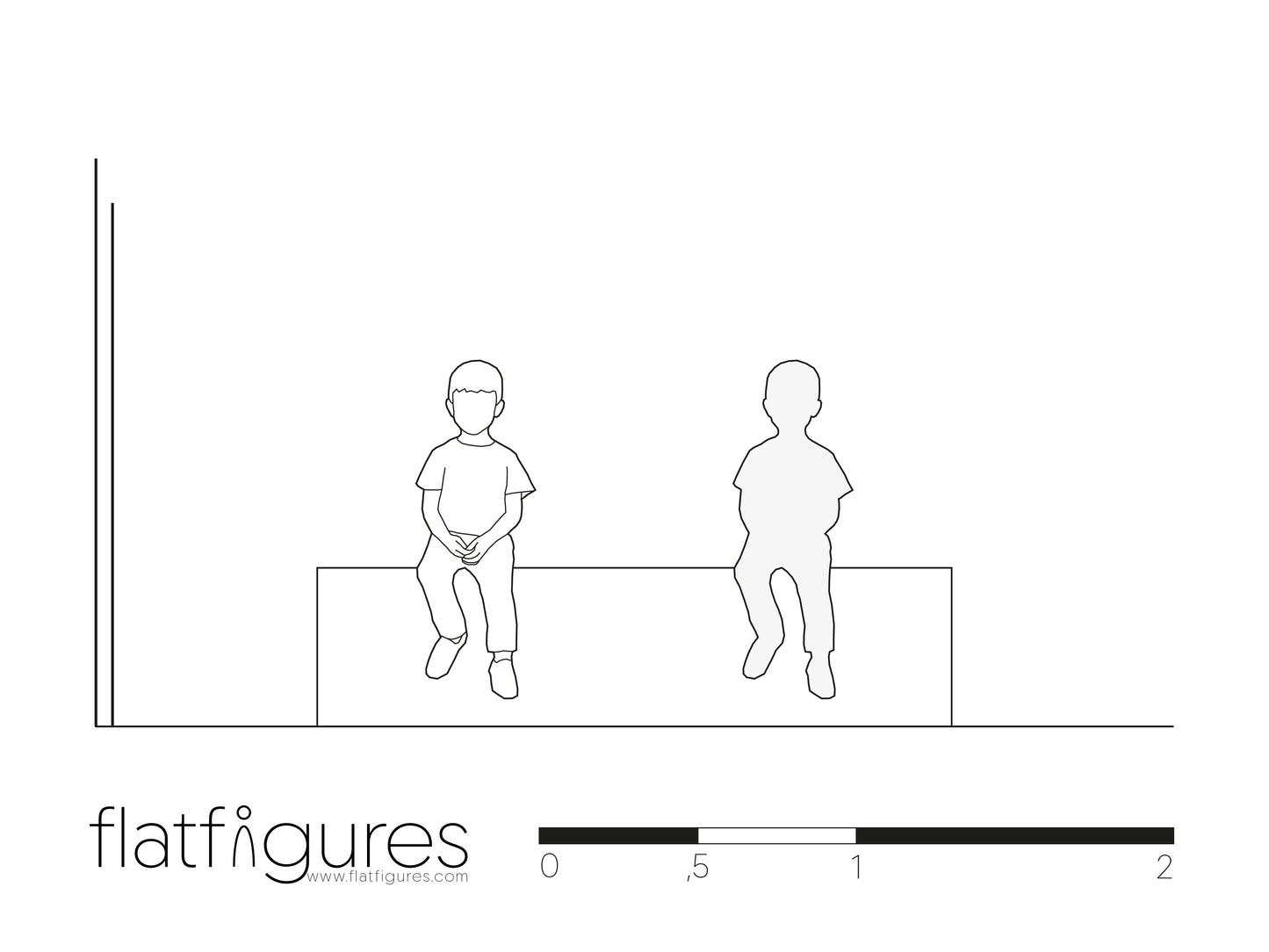 Sitzender Junge frontal 05 - CAD Figur