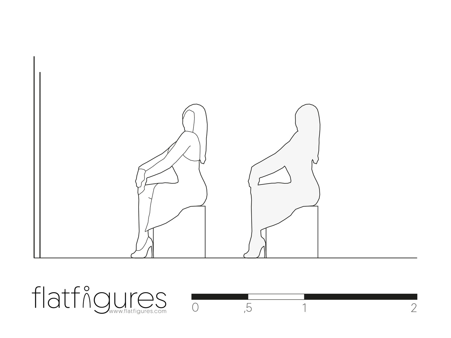 Seated Woman Side 04 - CAD Figure