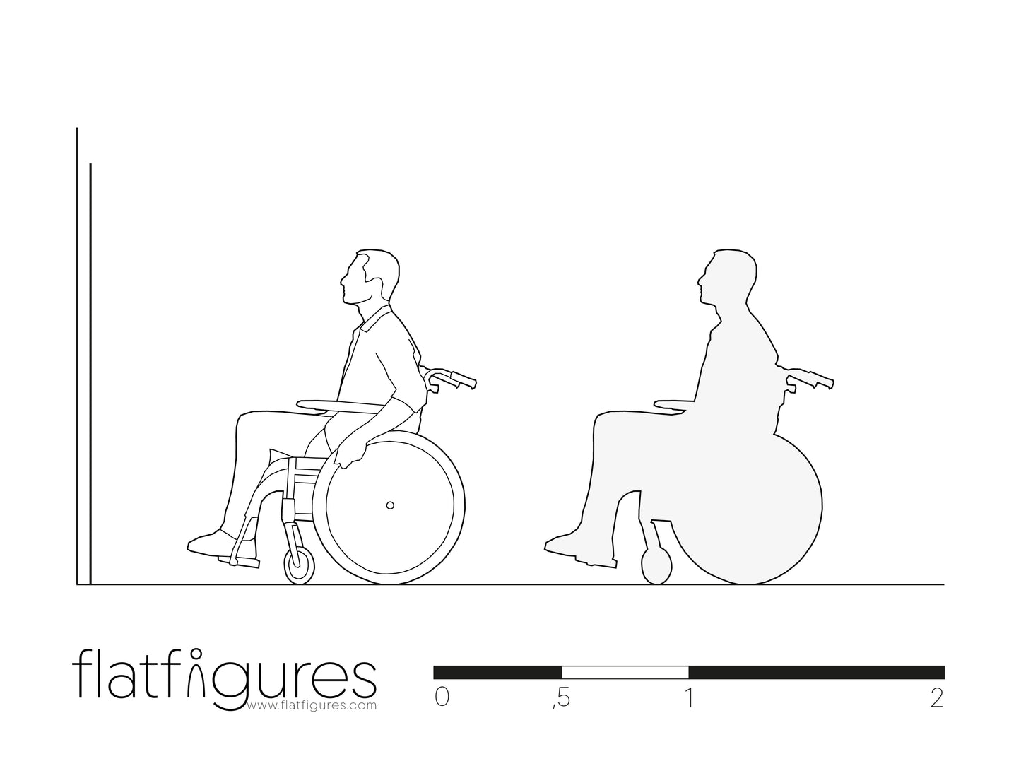Mann im Rollstuhl seitlich 01 - CAD Figur
