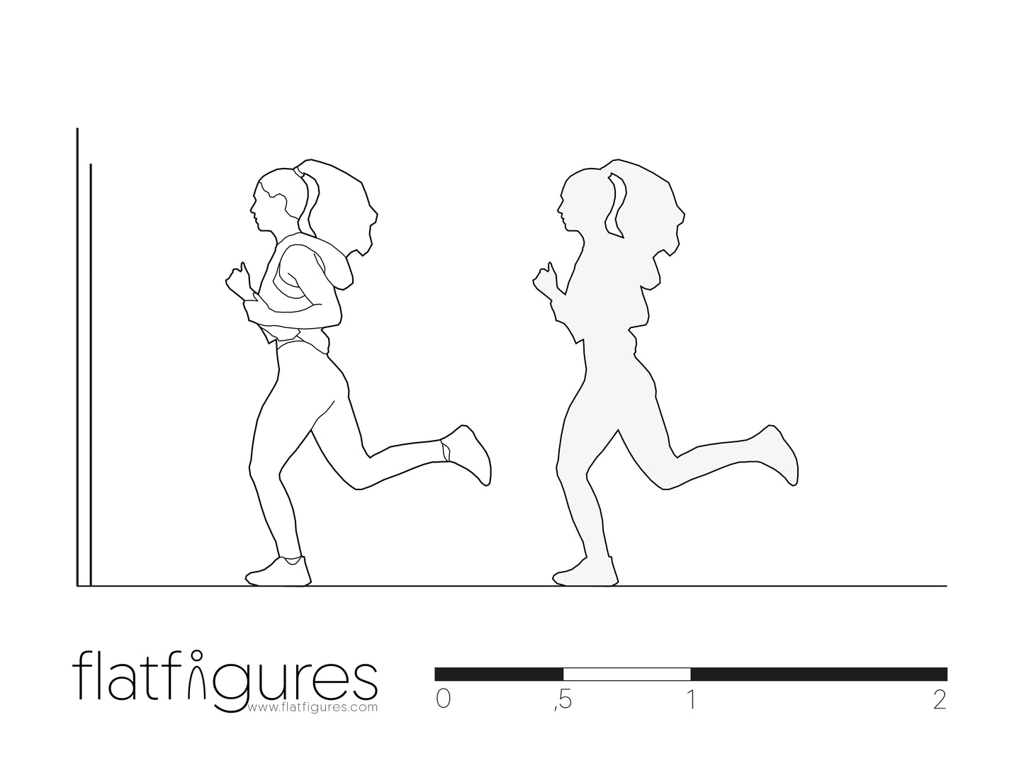 Joggende Frau seitlich 07 - CAD Figur