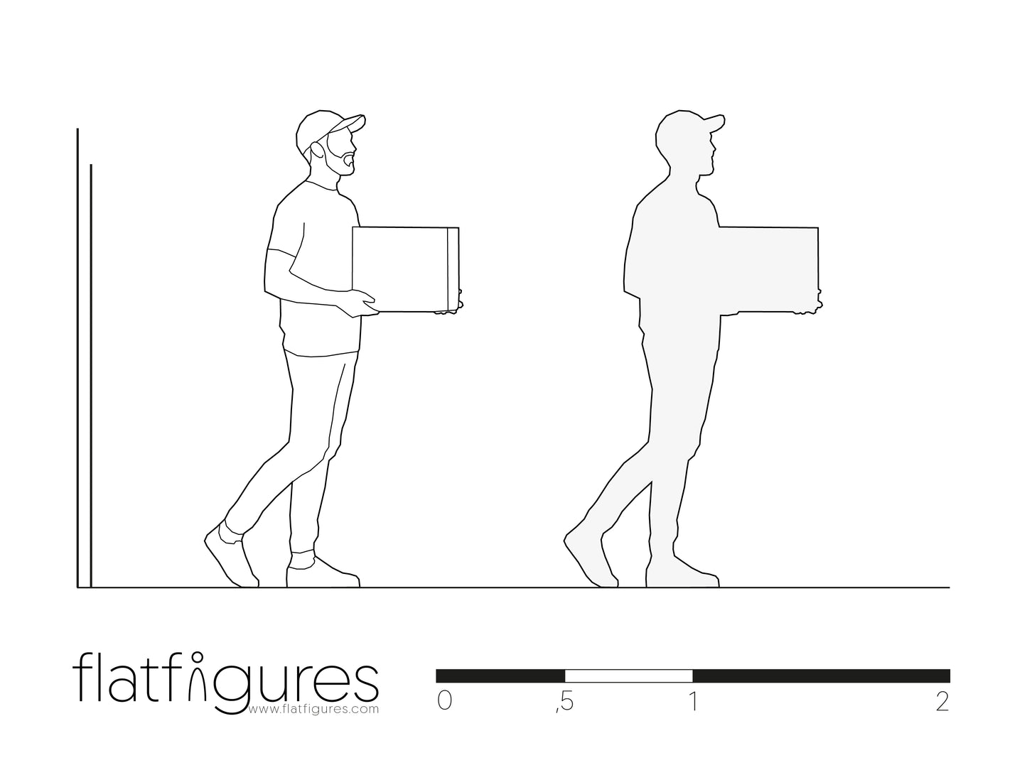 Tragender Mann seitlich 01 - CAD Figur