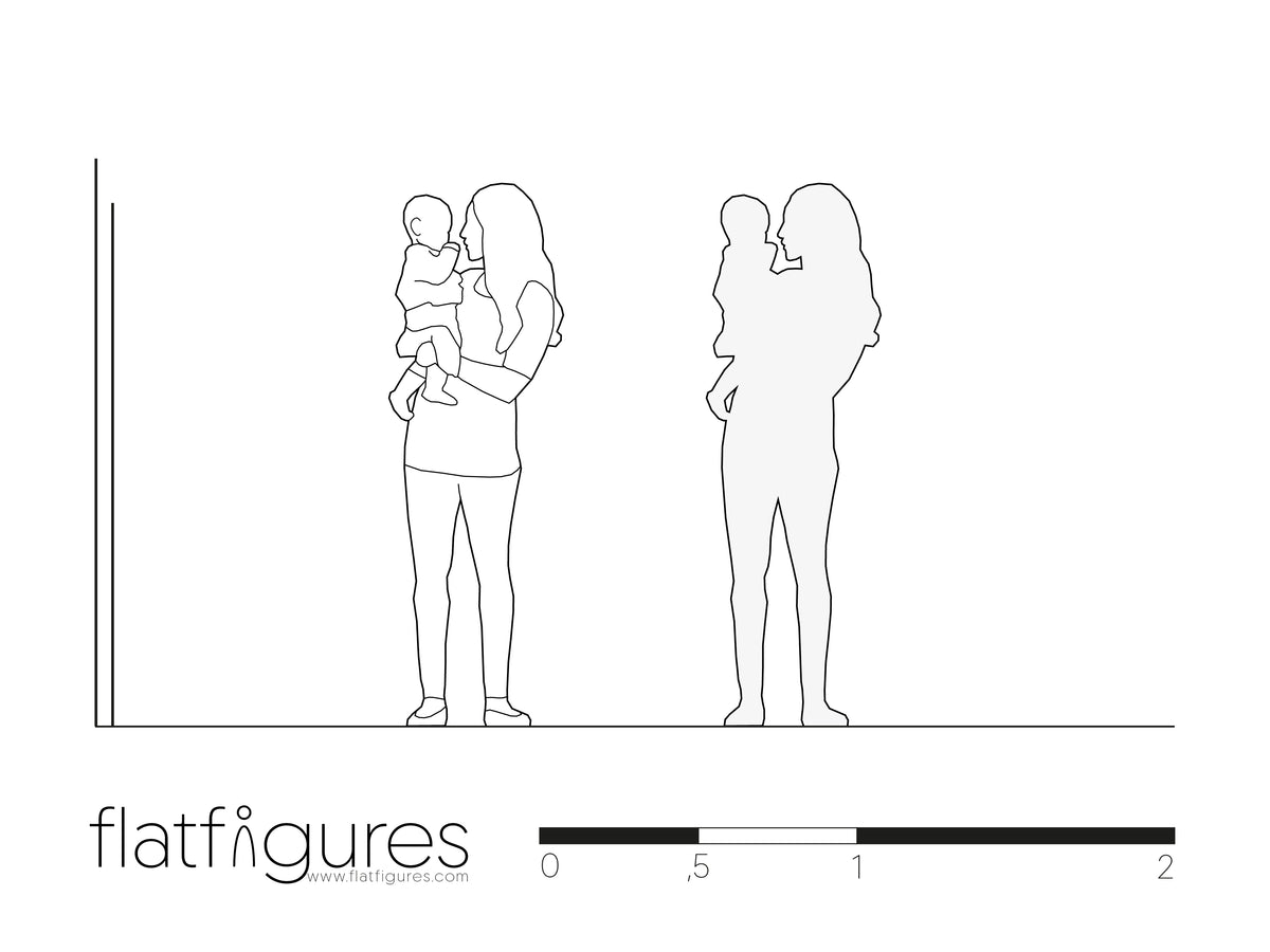 Standing woman with baby frontal 01 - CAD figure
