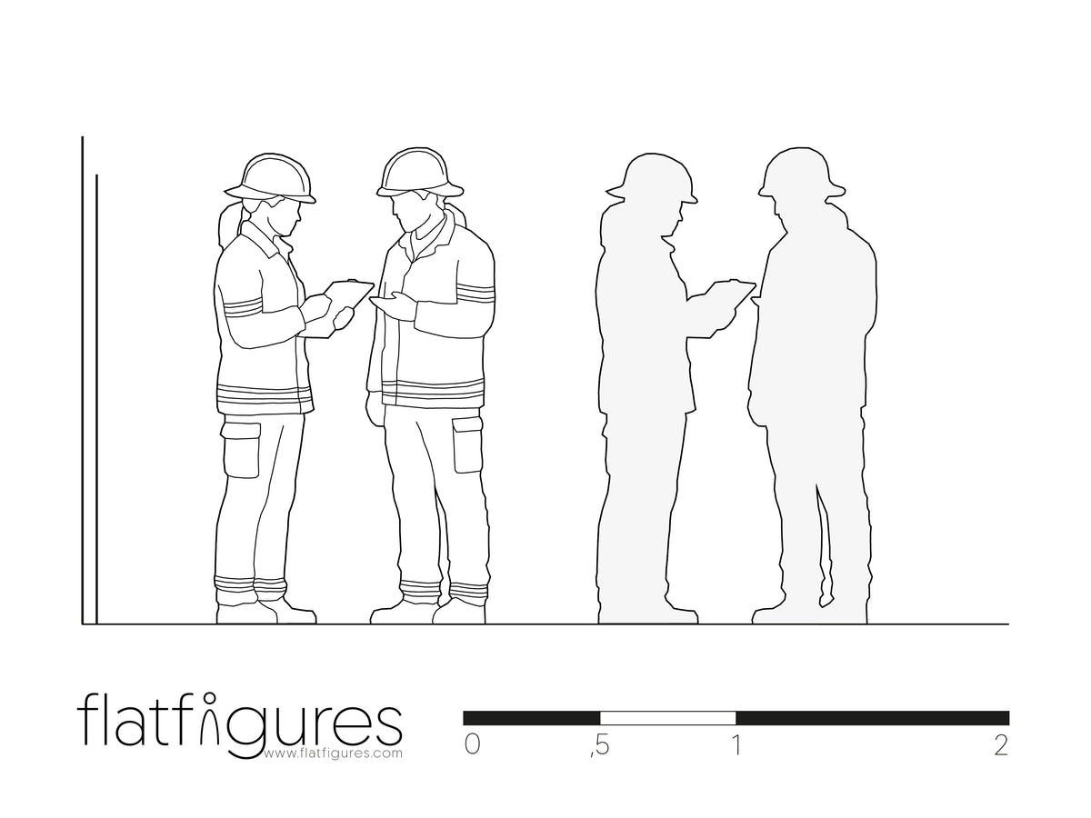 Stehende Feuerwehrfrauen frontal 02 - CAD Figur