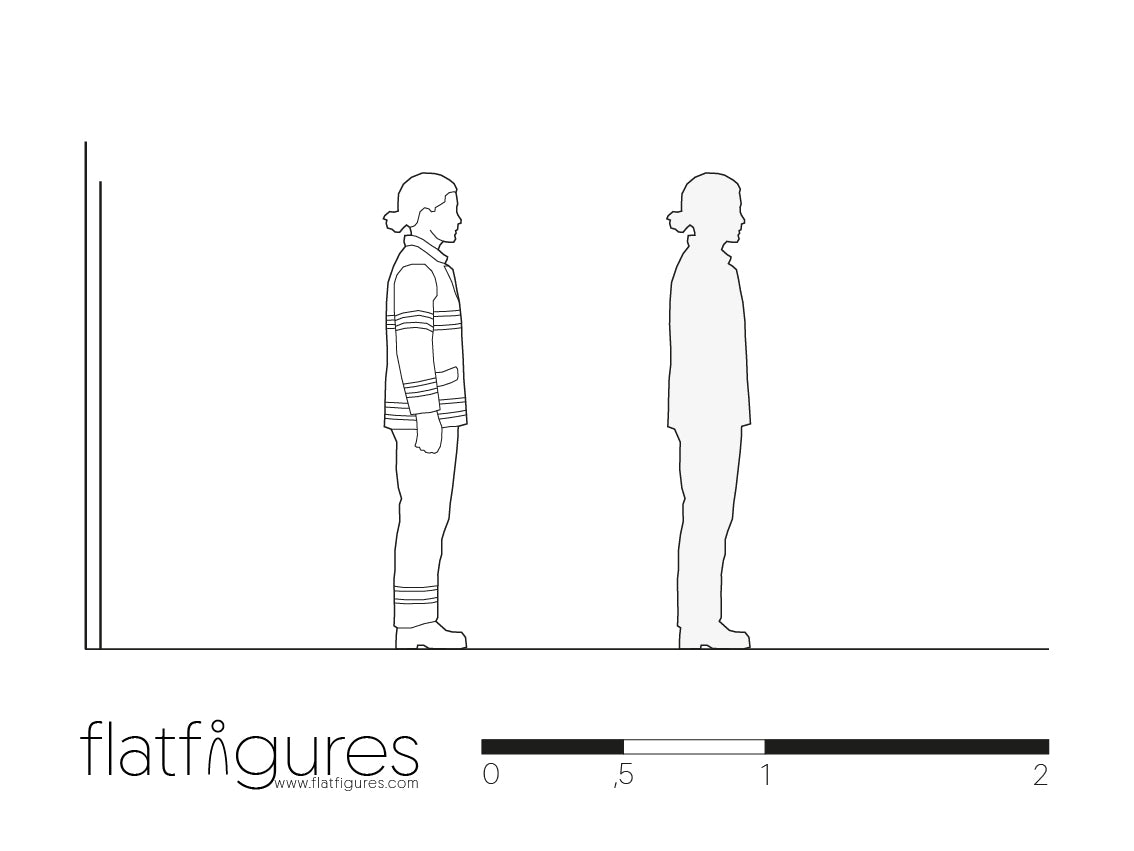 Stehende Feuerwehrfrau seitlich 01 - CAD Figur