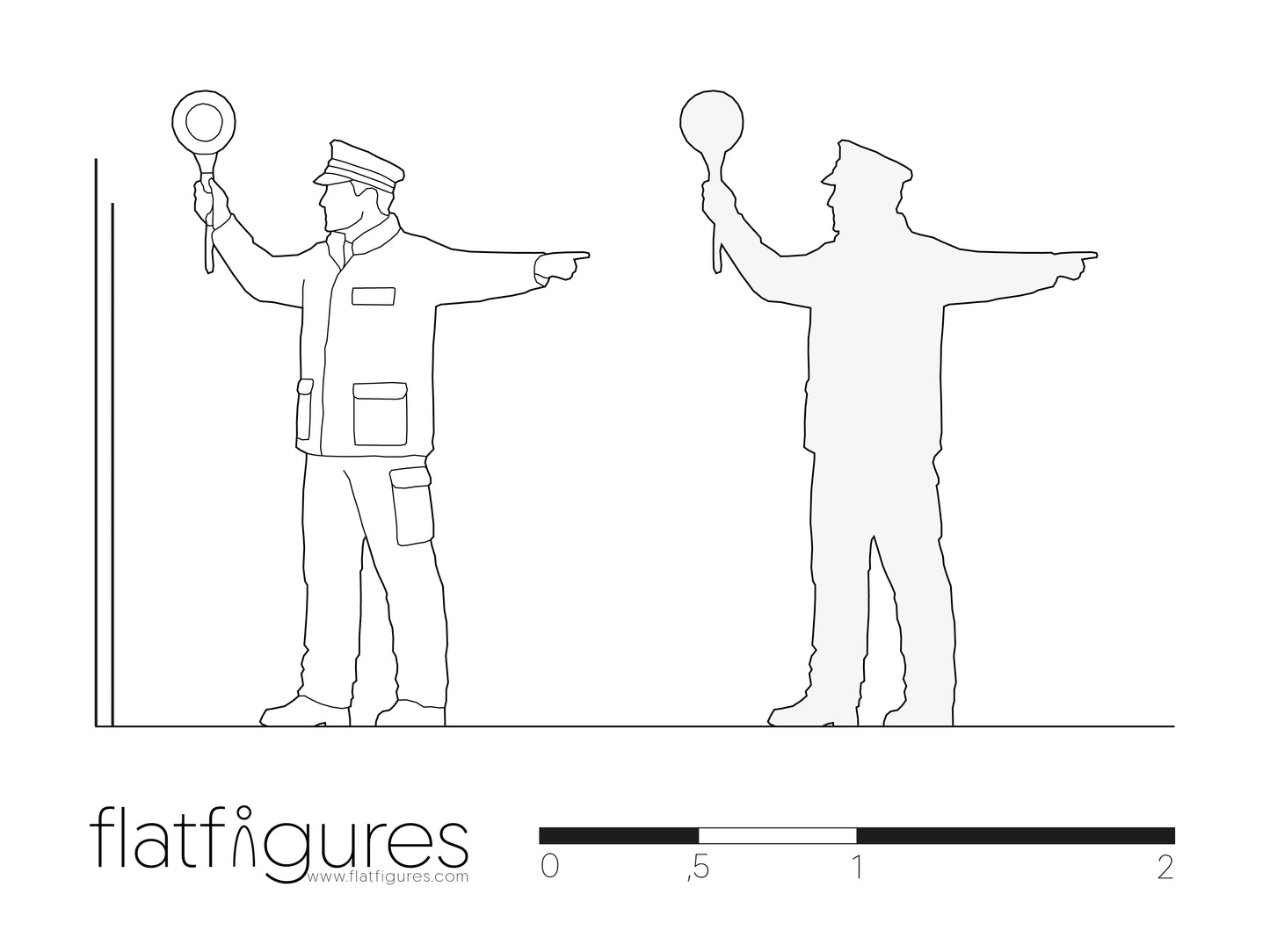 Working Man with Wheelbarrow Sideways 02 - CAD Figure