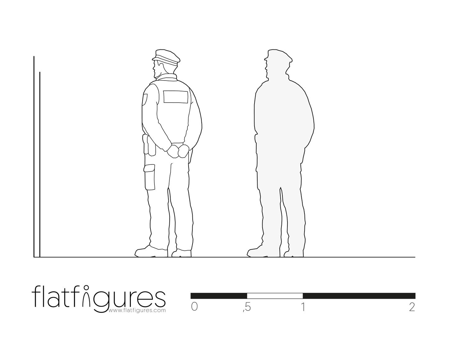 Stehender Polizist hinten 01 - CAD Figur