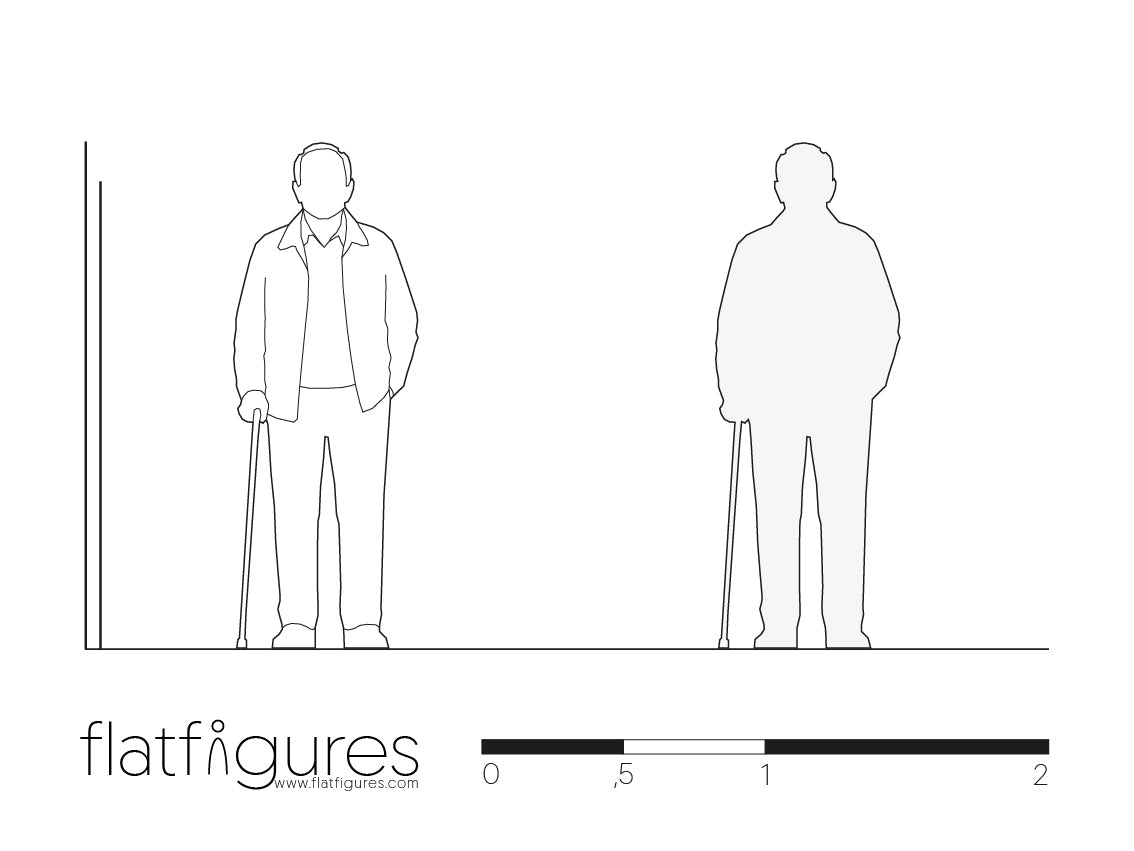 Stehender Rentner frontal 08 - CAD Figur