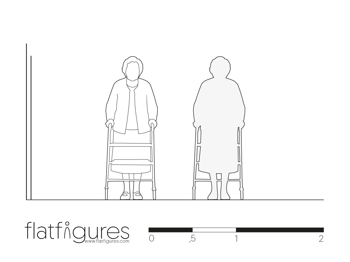Stehende Rentnerin frontal 10 - CAD Figur