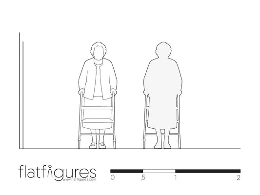 Stehende Rentnerin frontal 10 - CAD Figur