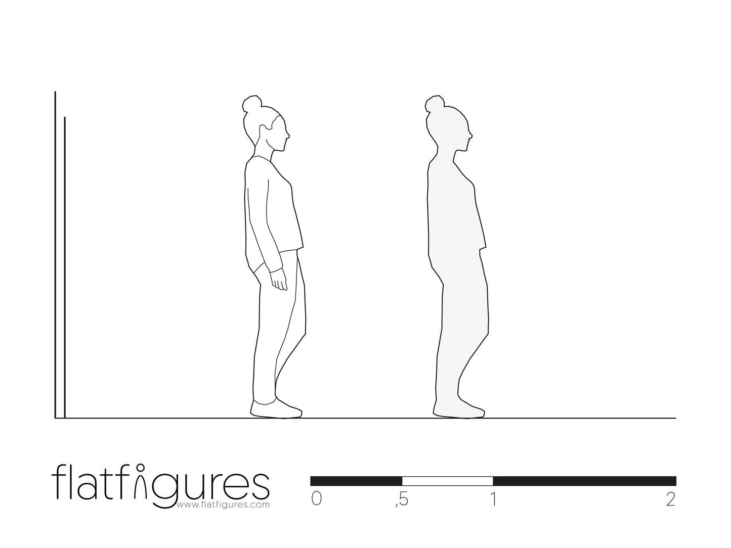 Stehende Frau seitlich 03 - CAD Figur