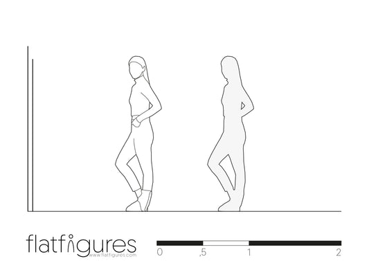 Stehende Frau seitlich 04 - CAD Figur