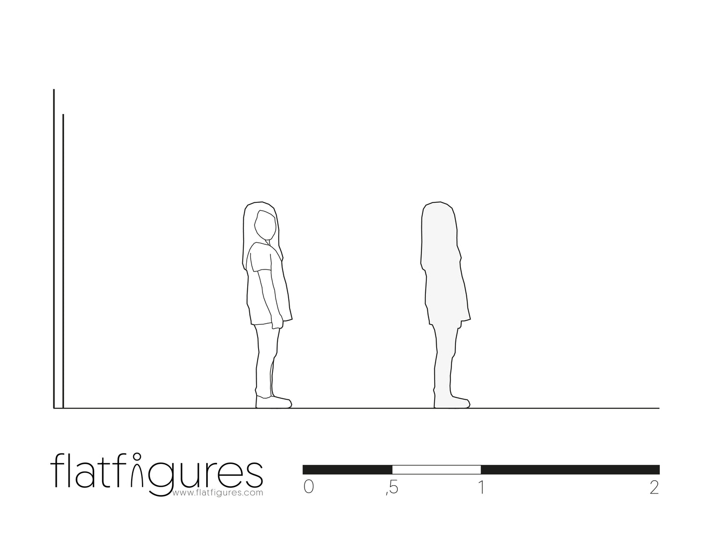 Stehendes Mädchen seitlich 06 - CAD Figur