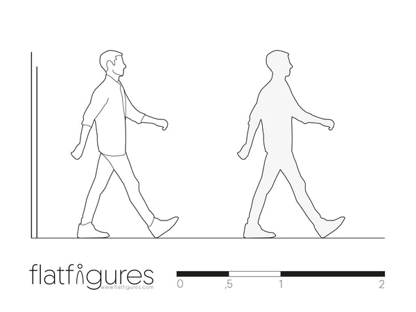 Gehender Mann seitlich 01 - CAD Figur