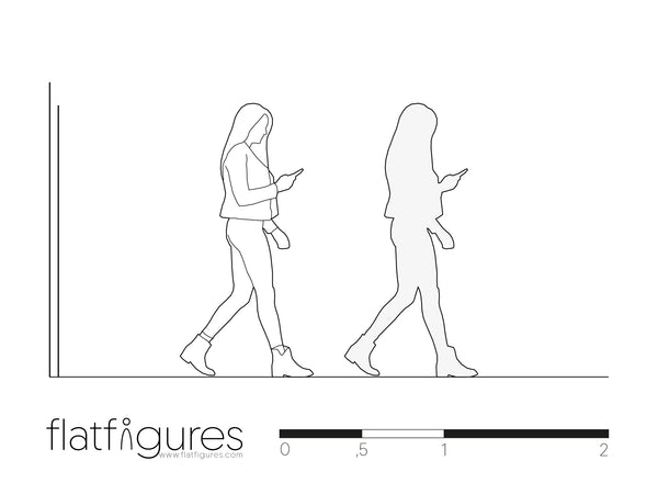 Gehende Frau seitlich 03 - CAD Figur