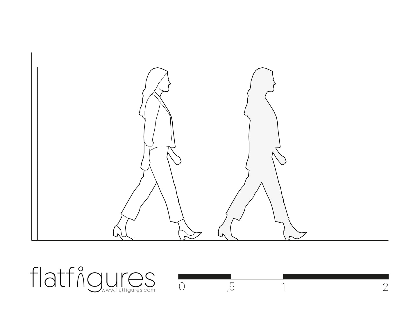 Gehende Frau seitlich 04 - CAD Figur
