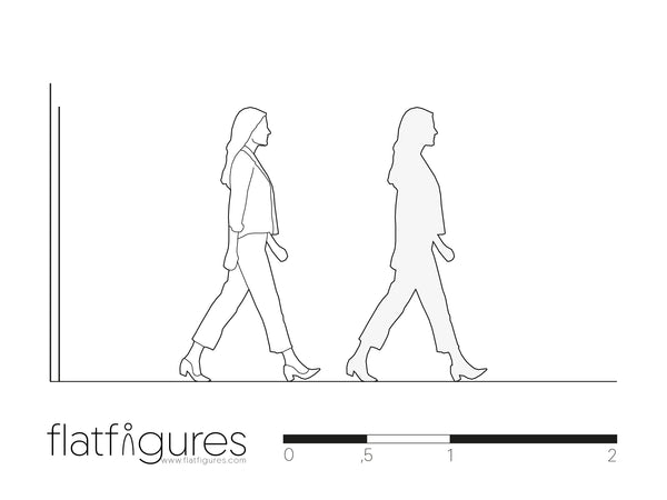 Gehende Frau seitlich 04 - CAD Figur