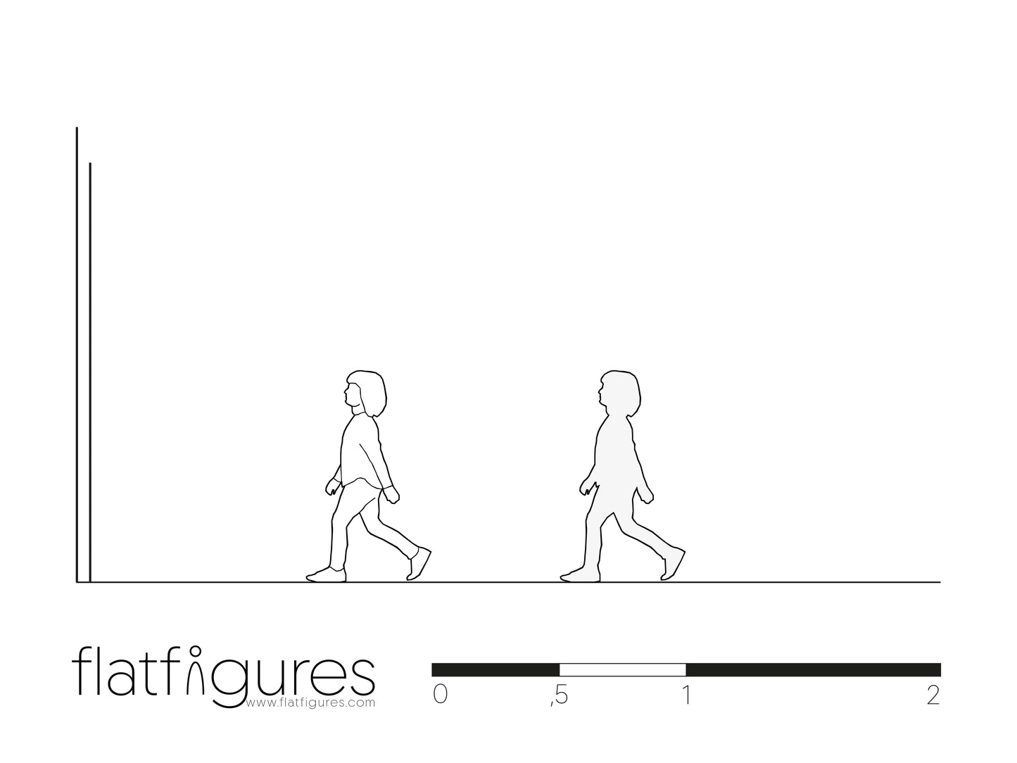 Gehendes Mädchen seitlich 06 - CAD Figur