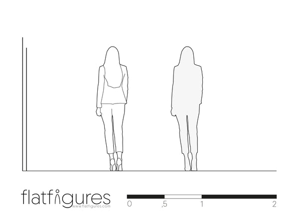 Gehende Frau hinten 03 - CAD Figur