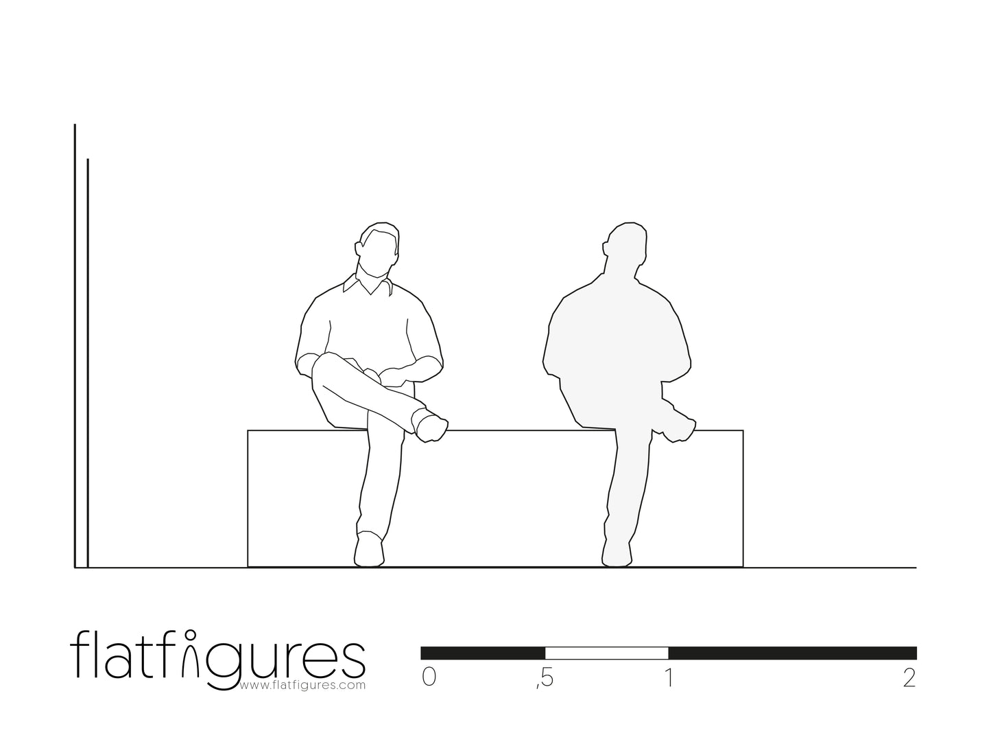 Sitzender Mann frontal 01 - CAD Figur