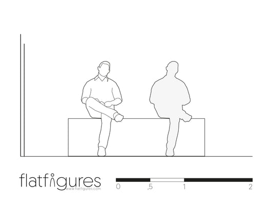 Sitzender Mann frontal 01 - CAD Figur