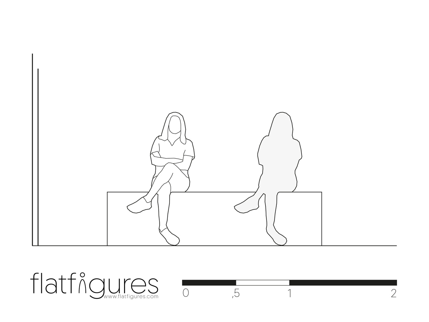 Sitzende Frau frontal 03 - CAD Figur