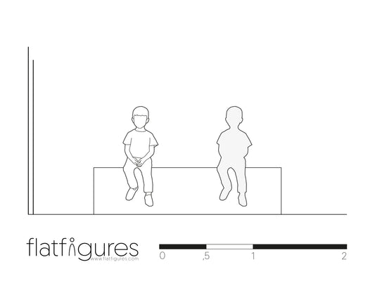 Sitzender Junge frontal 05 - CAD Figur