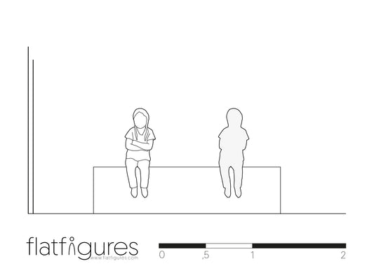 Sitzendes Mädchen frontal 06 - CAD Figur
