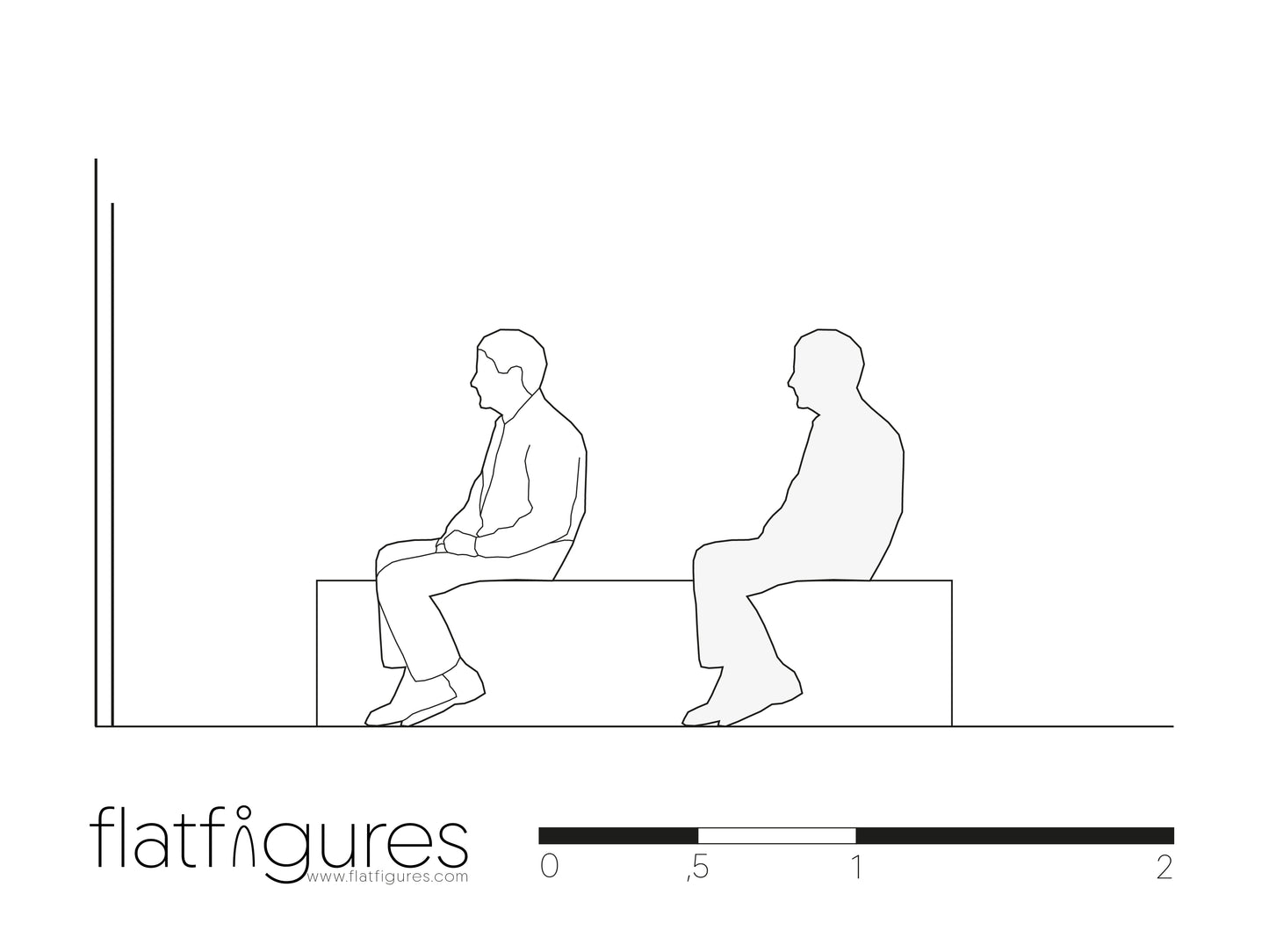 Sitzender Mann seitlich 01 - CAD Figur