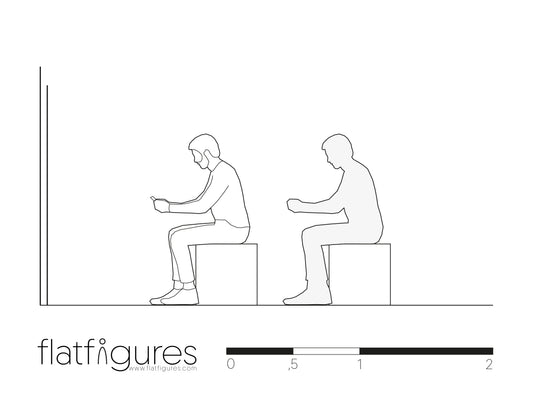Sitzender Mann seitlich 02 - CAD Figur