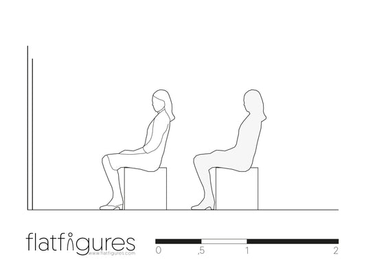 Sitzende Frau seitlich 03 - CAD Figur