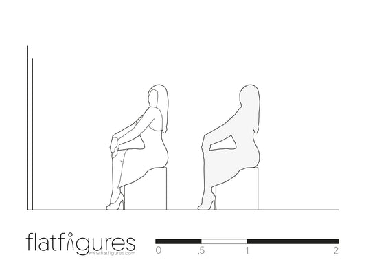 Sitzende Frau seitlich 04 - CAD Figur