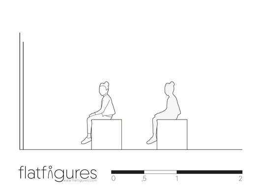 Sitzendes Mädchen seitlich 06 - CAD Figur