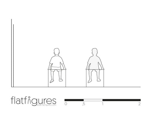 Sitzender Junge hinten 05 - CAD Figur