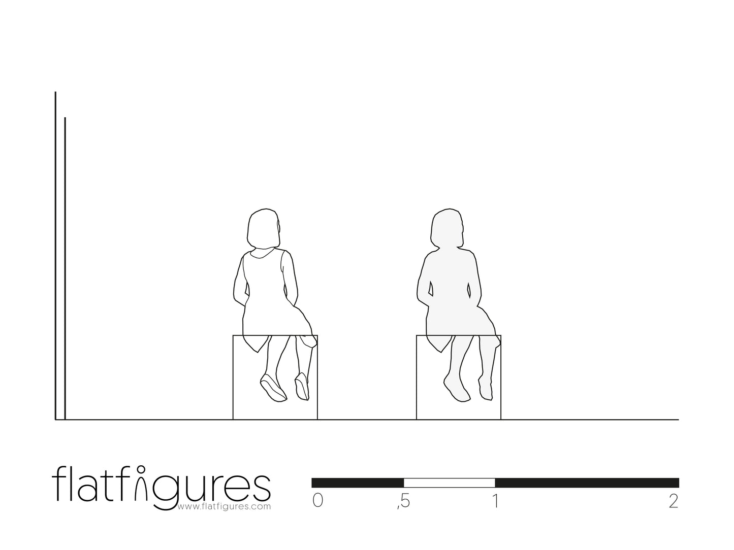 Sitzendes Mädchen hinten 06 - CAD Figur