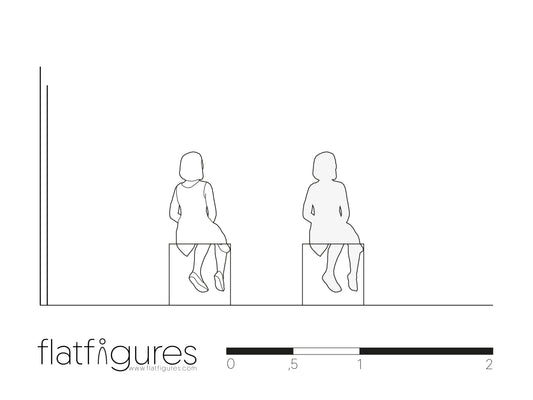 Sitzendes Mädchen hinten 06 - CAD Figur