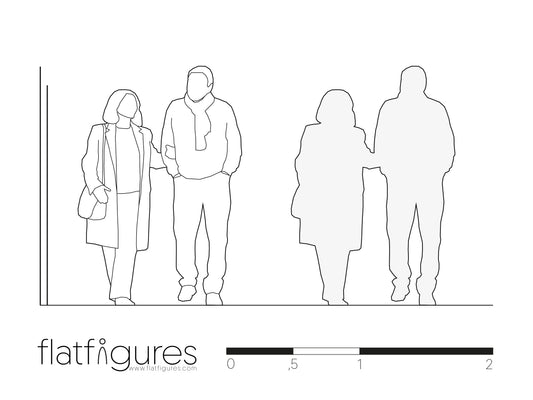 Gehendes Paar frontal 01 - CAD Figur