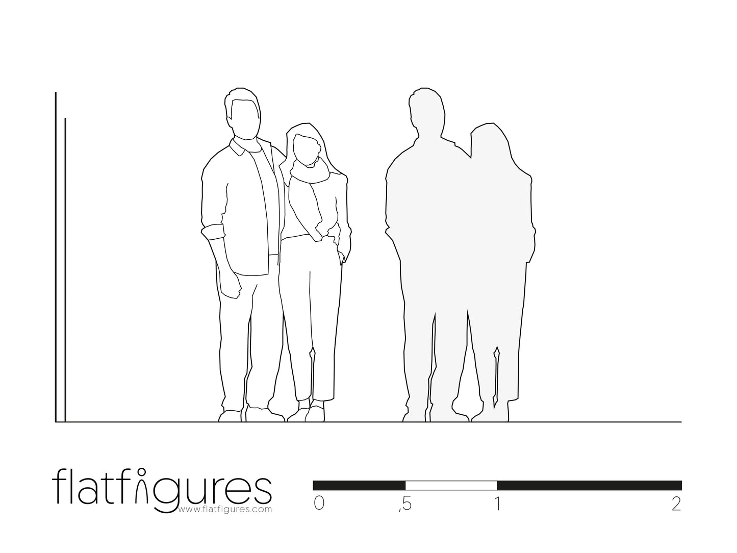 Stehendes Paar frontal 02 - CAD Figur