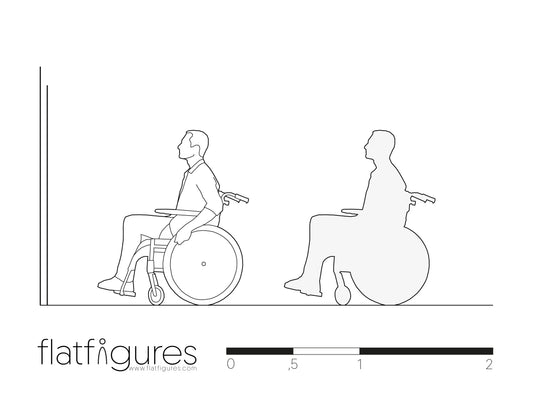 Mann im Rollstuhl seitlich 01 - CAD Figur