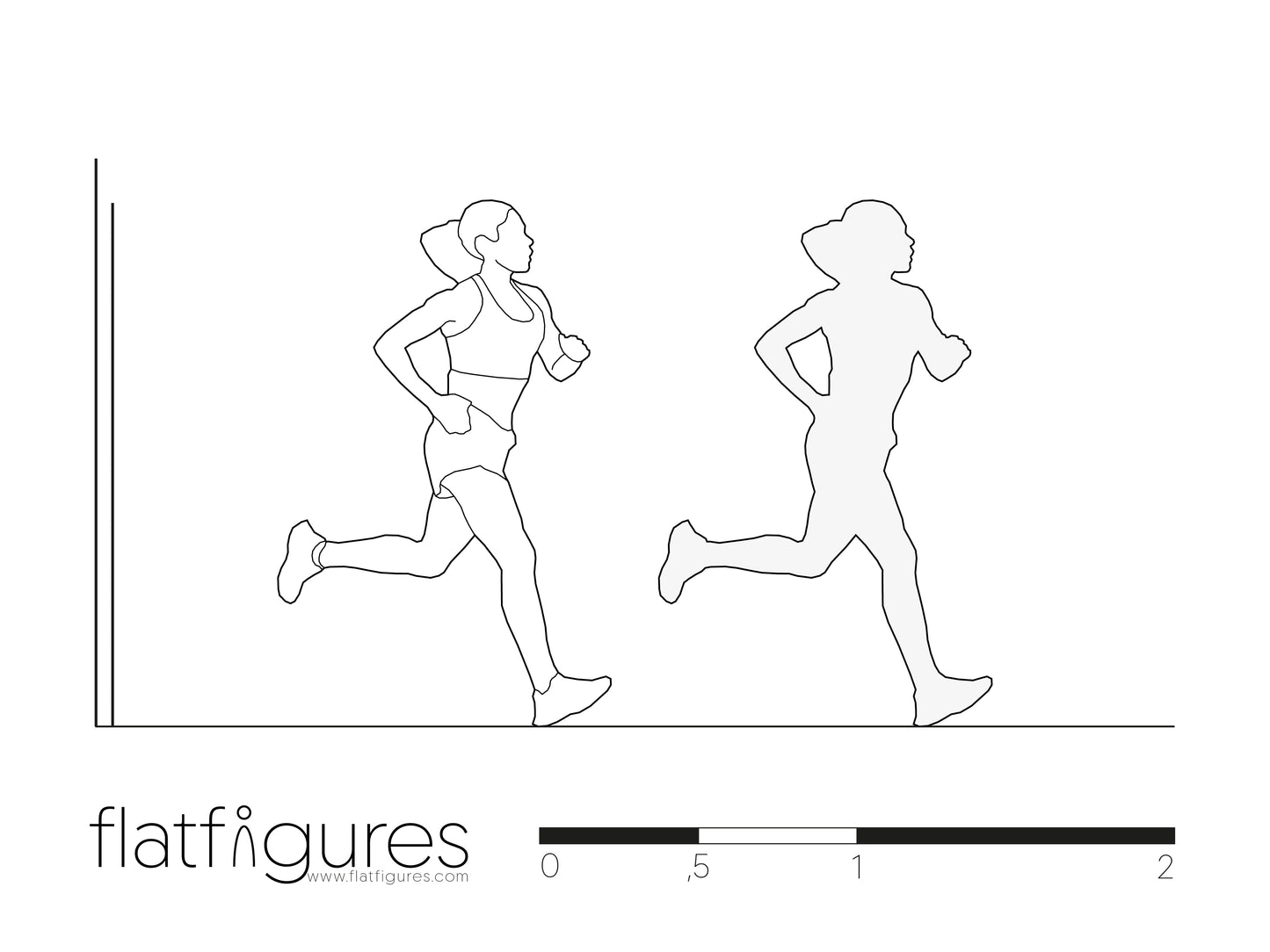 Joggende Frau seitlich 05 - CAD Figur
