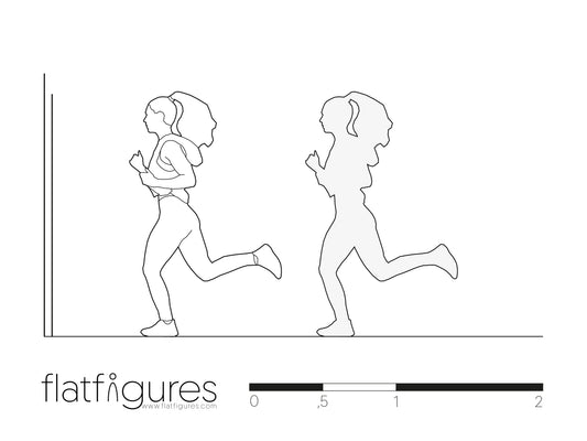 Joggende Frau seitlich 07 - CAD Figur