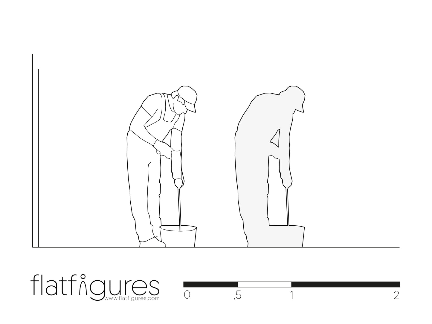 Arbeitender Mann frontal 02 - CAD Figur