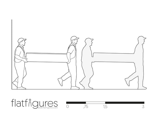Working Man with Wheelbarrow Sideways 02 - CAD Figure