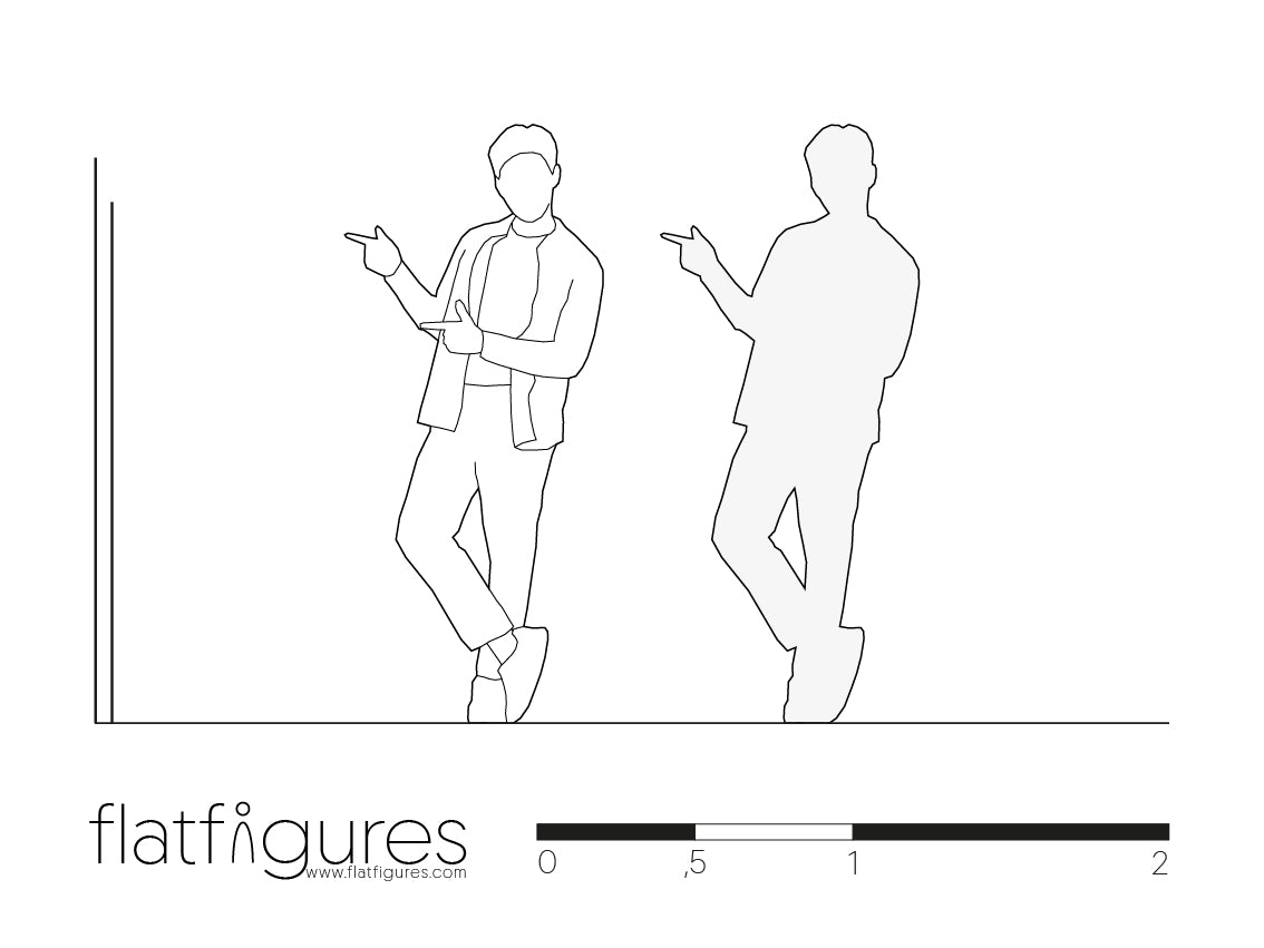 Zeigender Mann frontal 01 - CAD Figur