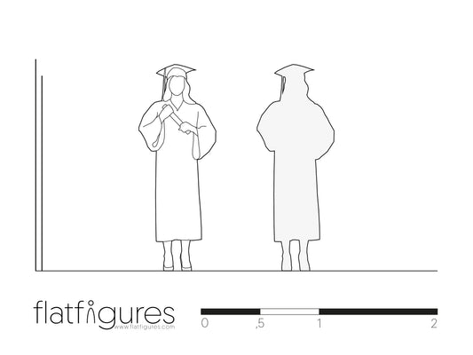 Stehende Absolventin frontal 03 - CAD Figur