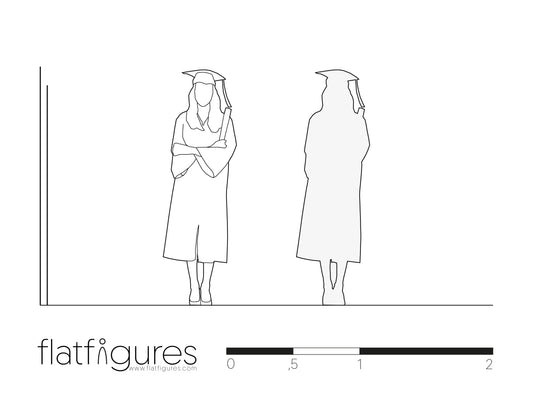 Stehende Absolventin frontal 04 - CAD Figur