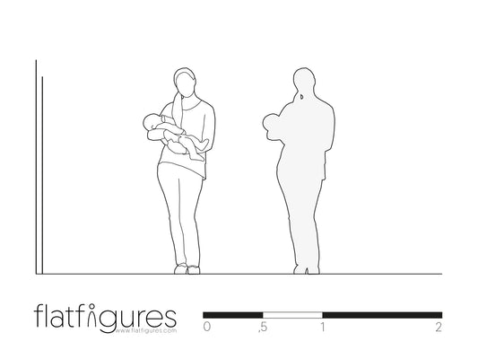 Stehende Frau mit Baby frontal 02 - CAD Figur