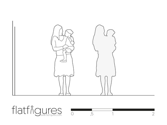 Stehende Frau mit Baby frontal 03 - CAD Figur