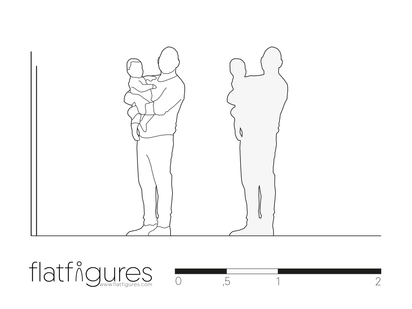 Stehender Mann mit Baby frontal 04 - CAD Figur