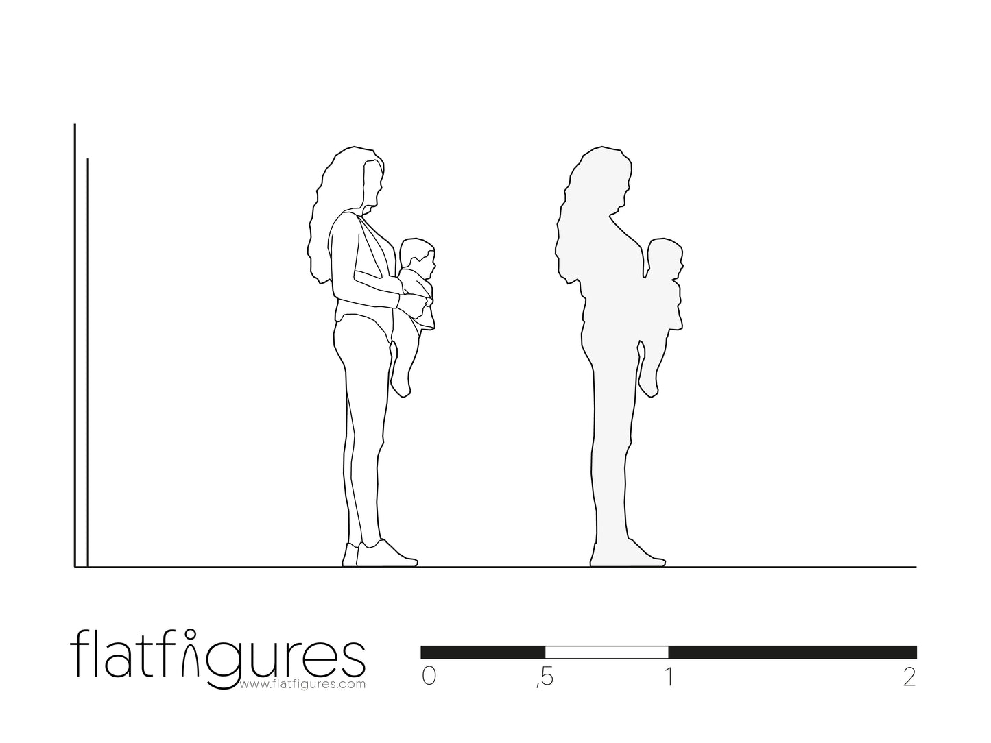 Stehende Frau mit Baby seitlich 02 - CAD Figur